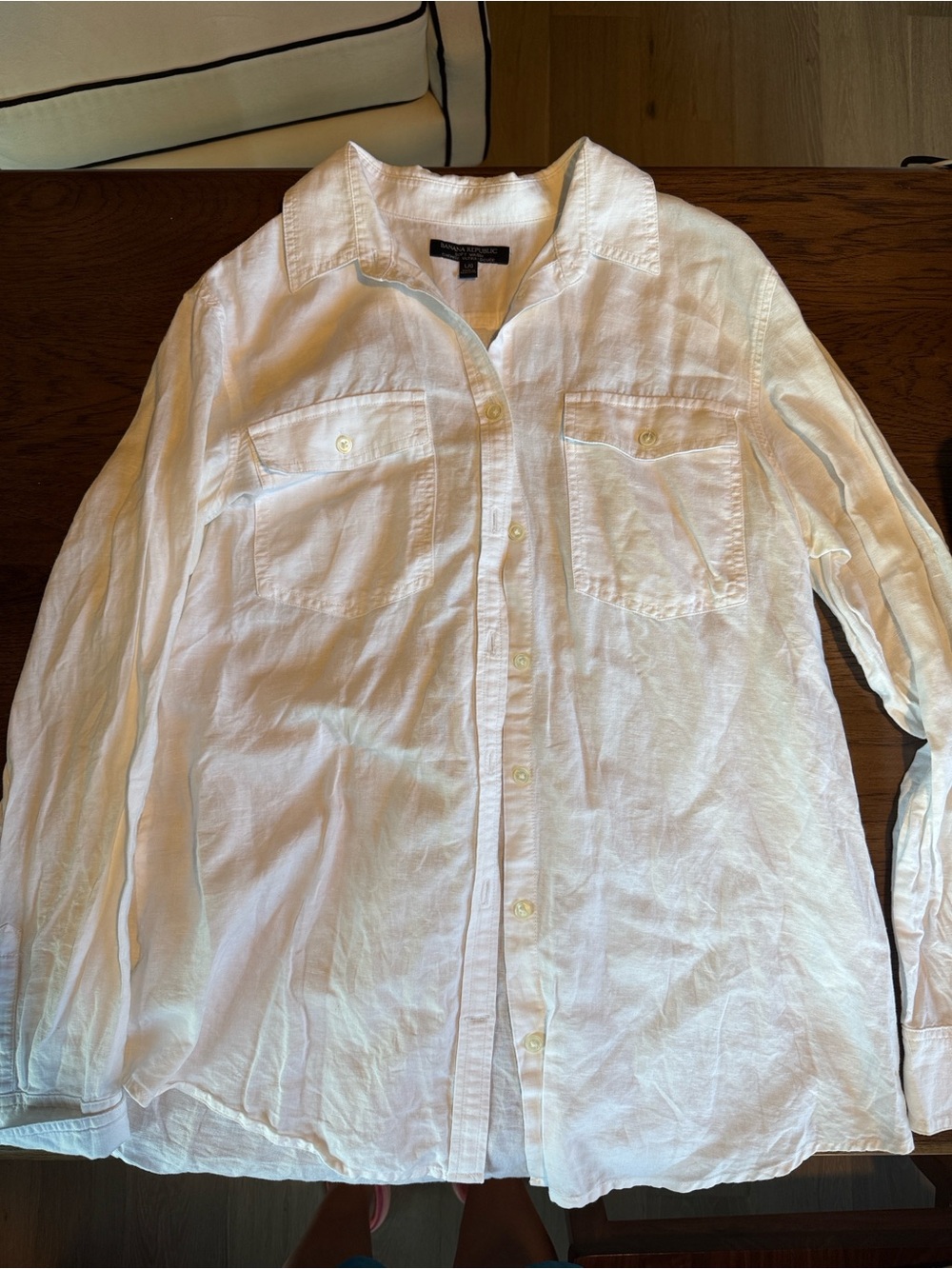 Banana Republic White Long-Sleeve Button-Down Shirt